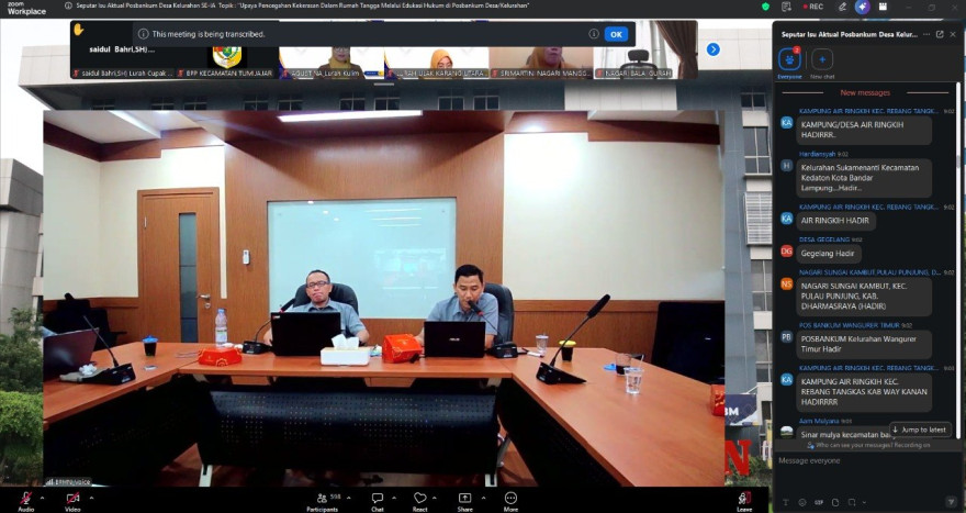 PERANGKAT TIYUH DAYA ASRI MENGHADIRI EDUKASI POSBANKUM DESA/KELURAHAN MELALUI ZOOM MEETING